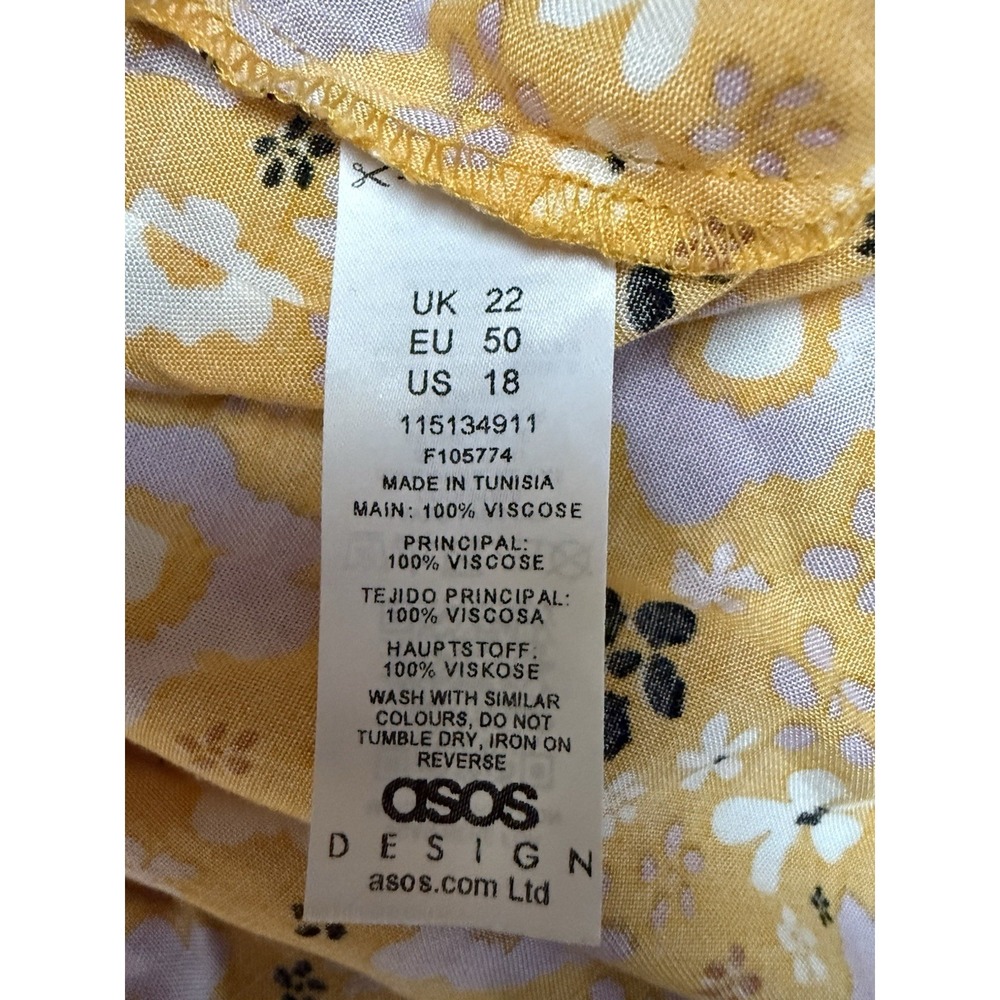 ASOS Design Curve Size U.S. 18 Long Sleeve Tie Front Shirred Cuff Floral Blouse - Picture 6 of 9